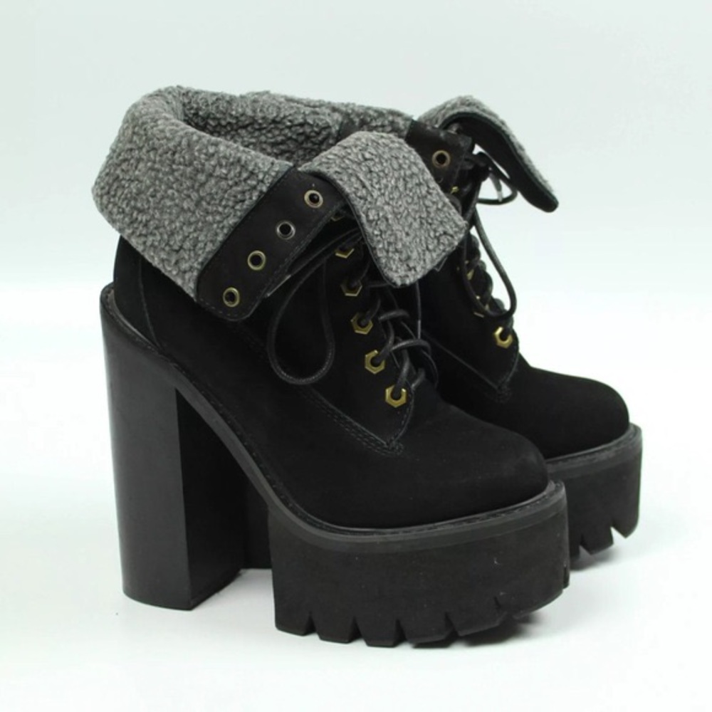 Jeffrey Campbell Black Suede Combat Boots Sz 8